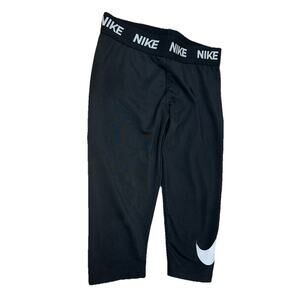 Nike Black Leggings with White Swoosh 6x Youth Lg